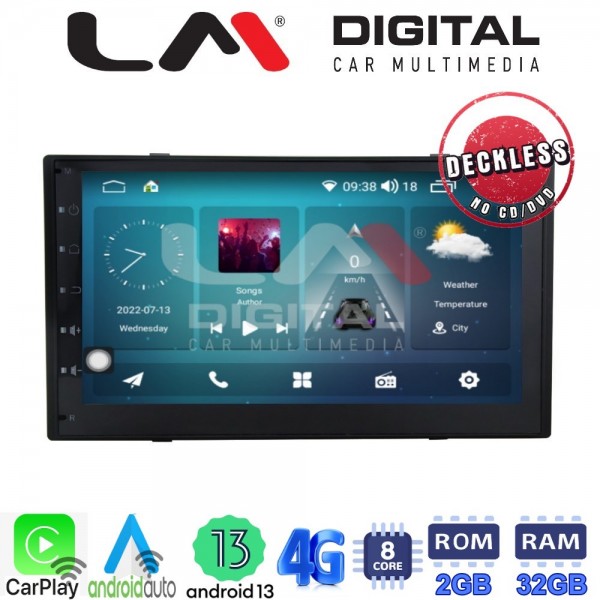 MULTIMEDIA LM R8900 GPS Οθόνη 7'' 2-DIN ενσωματωμένο Ασύρματο & ενσύρματο CarPlay και Android Auto(Πλάτος 174mm, Ύψος 98 mm, Βάθ