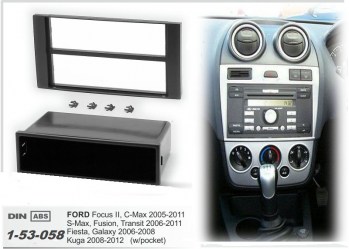 ΠΛΑΙΣΙΟ ΠΡΟΣΘΗΚΗ ΠΡΟΣΟΨΗ 1 & 2 DIN για οθόνη ή R/CD RC/D  Ford Focus C-Max Fiesta Fusion Transit  S-Max Galaxi Kuga 2DIN μαύρο  