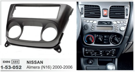 ΠΛΑΙΣΙΟ ΠΡΟΣΘΗΚΗ ΠΡΟΣΟΨΗ ice 1 & 2 DIN για οθόνη ή R/CD Nissan Almera (+ κουμπ. A/C)_53.052