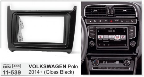 ΠΛΑΙΣΙΟ ΠΡΟΣΘΗΚΗ ΠΡΟΣΟΨΗ 2 DIN για οθόνη  VW  VOLKSWAGEN Polo 2014+ μαύρο γυαλιστερό (5B)