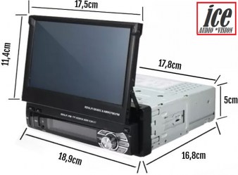 Αναδιπλούμενη οθόνη αυτοκινήτου 7ιντσών ICE multimedia  (ΕΛΛΗΝΙΚΟ ΜΕΝΟΥ, USB, MP3, MP5, Bluetooth, Mirrorlink, Universal, SD car