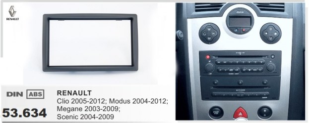 ΠΛΑΙΣΙΟ ΠΡΟΣΘΗΚΗ ΠΡΟΣΟΨΗ 1 & 2 DIN για οθόνη ή R/CD Renault Megane από το 2003 έως το 2010 1-53-634( M-40.235.1+5 )  ( 03.406 )