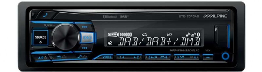 Alpine UTE-204DAB Radio USB Bluetooth Multi colour Digital Radio with DAB+3 PreOuts (2V, Front / Rear / Subwoofer) 4X50W
