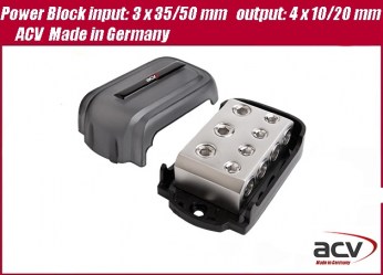 Acv 30.3913-14 Power Block input: 3 x 35/50 mm   output: 4 x 10/20 mm nickel