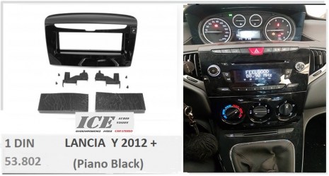 ΠΛΑΙΣΙΟ ΠΡΟΣΘΗΚΗ ΠΡΟΣΟΨΗ ice 1 & 2 DIN για οθόνη ή R/CD Lancia Ypsilon ’12> (Piano Black) Μαύρο γυαλιστερό  53-802  ( 03.212 )